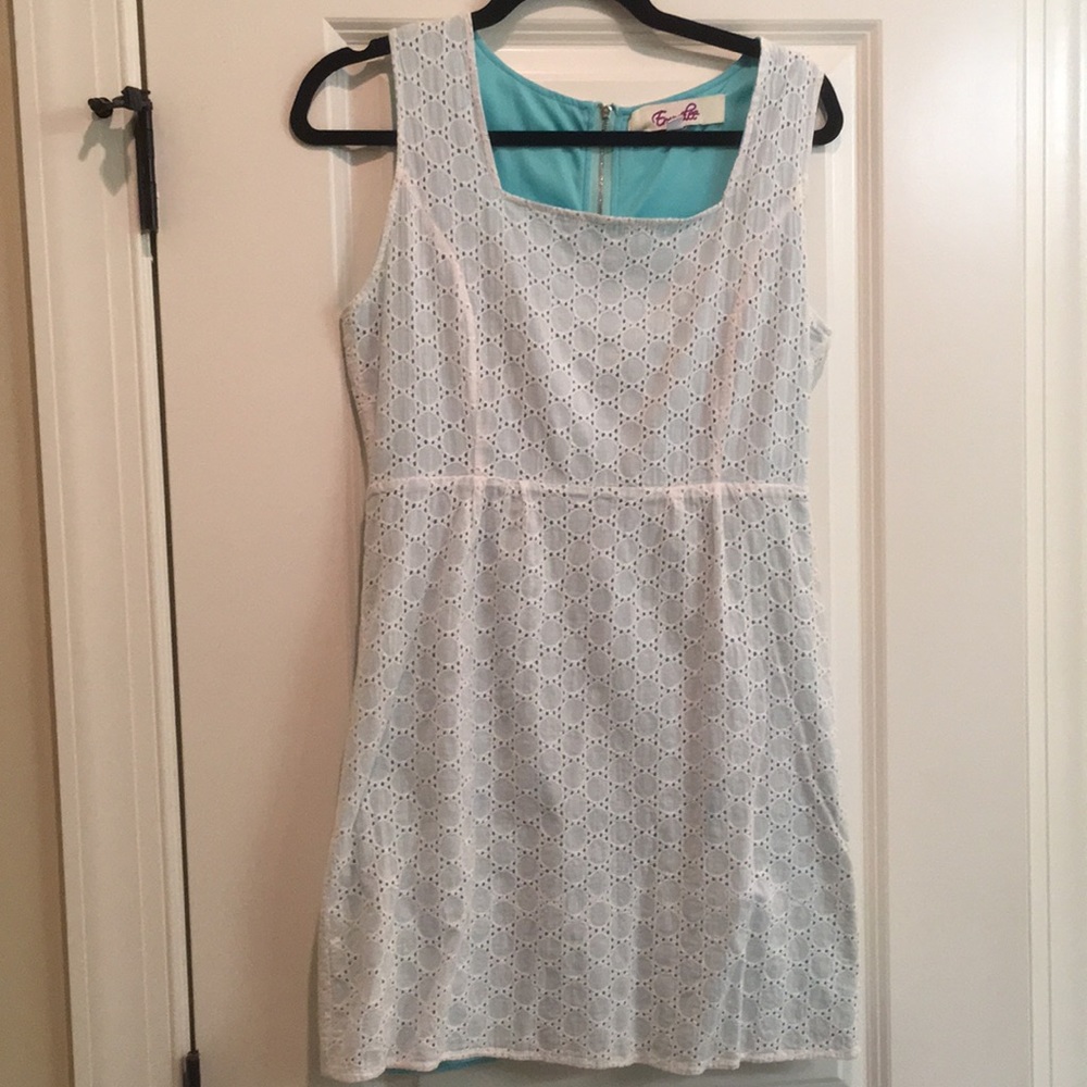 Summer dress - white lace and turquoise